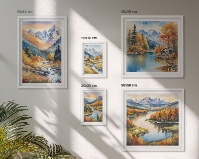 Decorațiune de perete set tablouri Toamnă munți râuri case