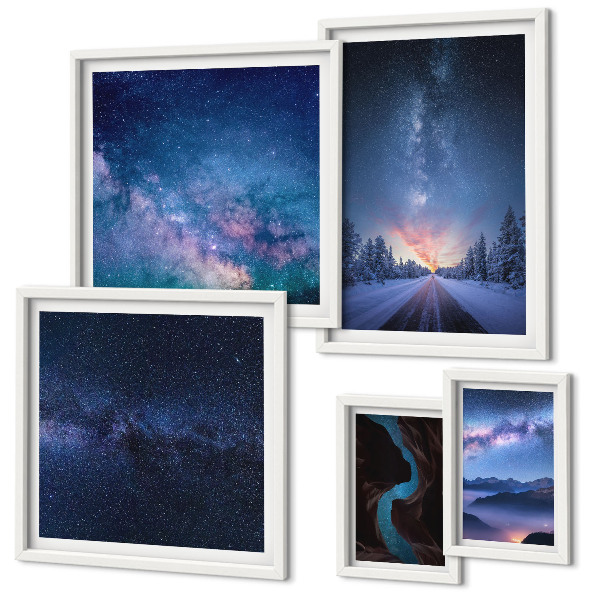 Polyptic înrămat Peisaje nocturne cosmice