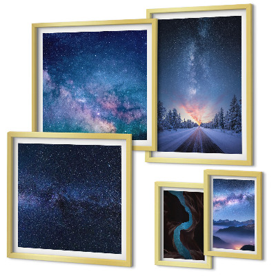 Polyptic înrămat Peisaje nocturne cosmice