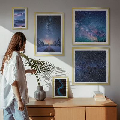 Polyptic înrămat Peisaje nocturne cosmice