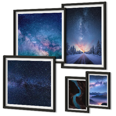 Polyptic înrămat Peisaje nocturne cosmice