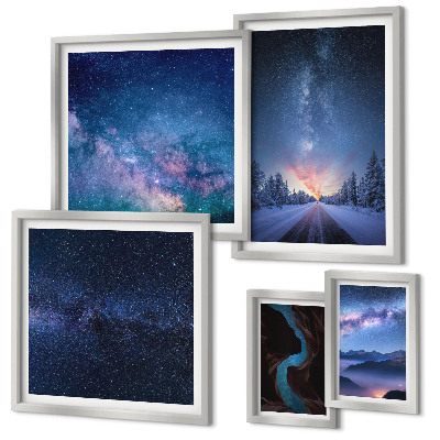 Polyptic înrămat Peisaje nocturne cosmice
