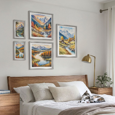 Decorațiune de perete set tablouri Peisaje de munți, râuri, păduri