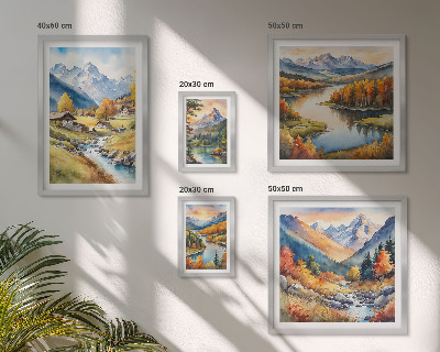 Decorațiune de perete set tablouri Peisaje de munți, râuri, păduri