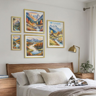 Decorațiune de perete set tablouri Peisaje de munți, râuri, păduri