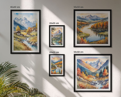 Decorațiune de perete set tablouri Peisaje de munți, râuri, păduri