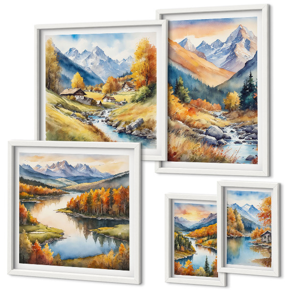 Polyptic înrămat Peisaje montane de toamnă