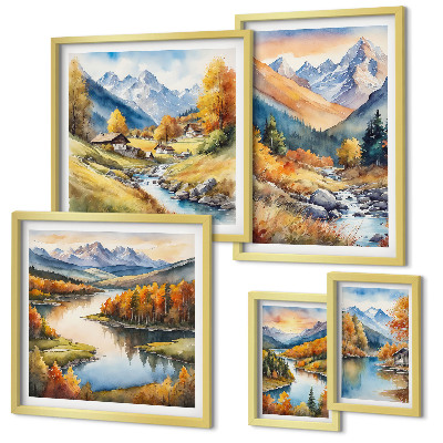 Polyptic înrămat Peisaje montane de toamnă