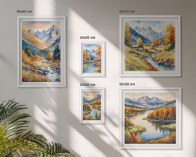 Polyptic înrămat Peisaje montane de toamnă