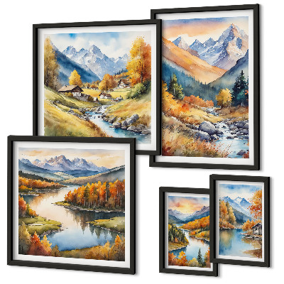 Polyptic înrămat Peisaje montane de toamnă