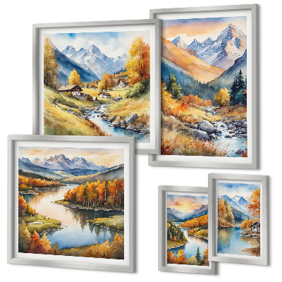 Polyptic înrămat Peisaje montane de toamnă