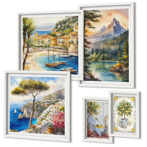 Decorațiune de perete set tablouri Peisaje montane și marine