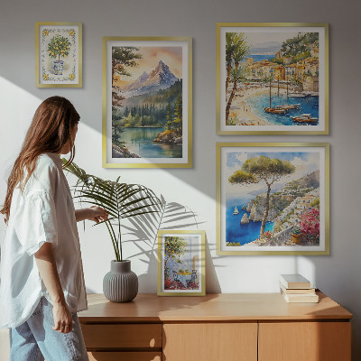 Decorațiune de perete set tablouri Peisaje montane și marine