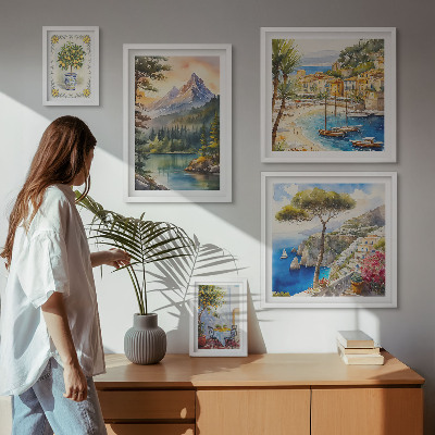 Decorațiune de perete set tablouri Peisaje montane și marine
