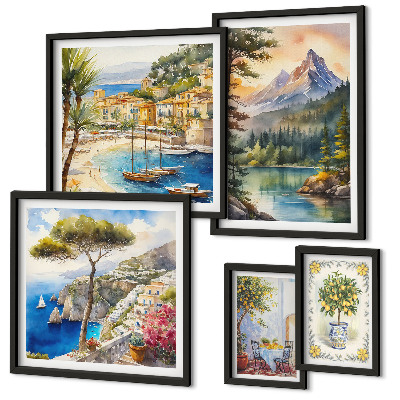 Decorațiune de perete set tablouri Peisaje montane și marine