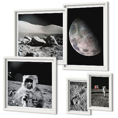 Decorațiune de perete set tablouri Peisajele lunare ale astronauților