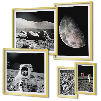Decorațiune de perete set tablouri Peisajele lunare ale astronauților