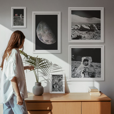 Decorațiune de perete set tablouri Peisajele lunare ale astronauților