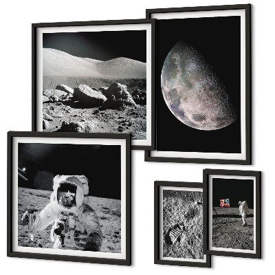Decorațiune de perete set tablouri Peisajele lunare ale astronauților