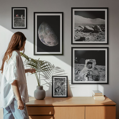 Decorațiune de perete set tablouri Peisajele lunare ale astronauților