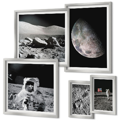 Decorațiune de perete set tablouri Peisajele lunare ale astronauților