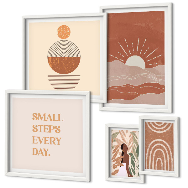 Decorațiune de perete set tablouri Sloganuri pozitive despre natură în stil boho