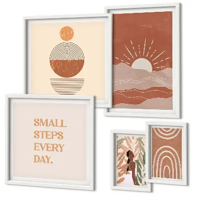 Set de tablouri decorative pentru perete cu sloganuri pozitive despre natură în stil boho