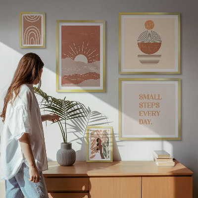 Decorațiune de perete set tablouri Sloganuri pozitive despre natură în stil boho