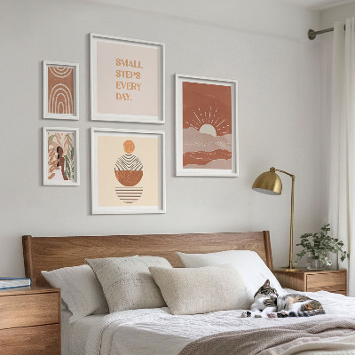 Decorațiune de perete set tablouri Sloganuri pozitive despre natură în stil boho