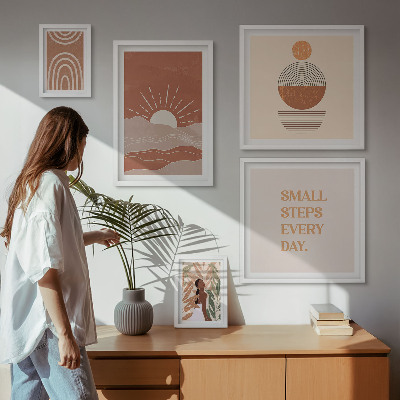 Decorațiune de perete set tablouri Sloganuri pozitive despre natură în stil boho