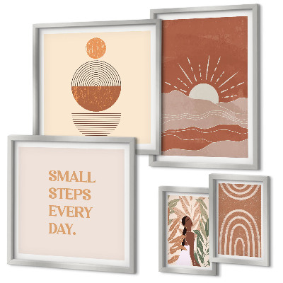 Decorațiune de perete set tablouri Sloganuri pozitive despre natură în stil boho