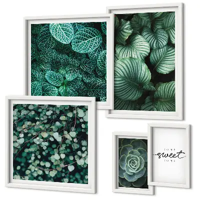 Set de tablouri decorative pentru perete cu frunze verzi moderne
