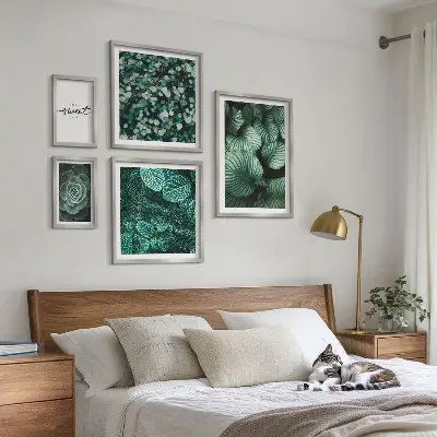 Set de tablouri decorative pentru perete cu frunze verzi moderne