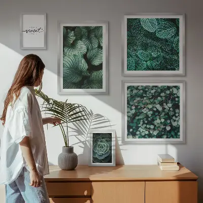 Set de tablouri decorative pentru perete cu frunze verzi moderne