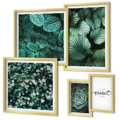 Set de tablouri decorative pentru perete cu frunze verzi moderne