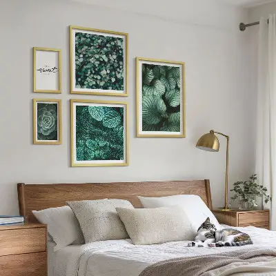 Set de tablouri decorative pentru perete cu frunze verzi moderne