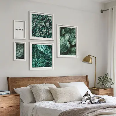 Set de tablouri decorative pentru perete cu frunze verzi moderne