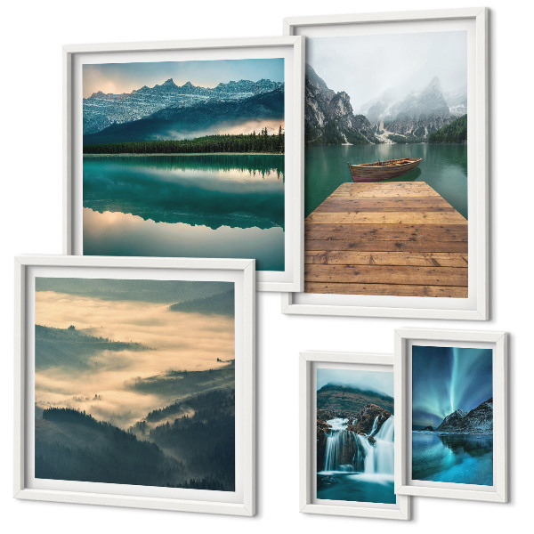 Decorațiune de perete set tablouri Peisaje cascade munți