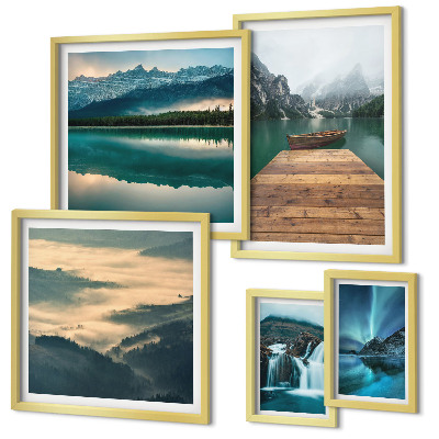 Decorațiune de perete set tablouri Peisaje cascade munți