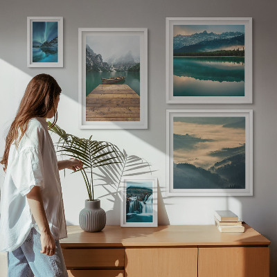 Decorațiune de perete set tablouri Peisaje cascade munți