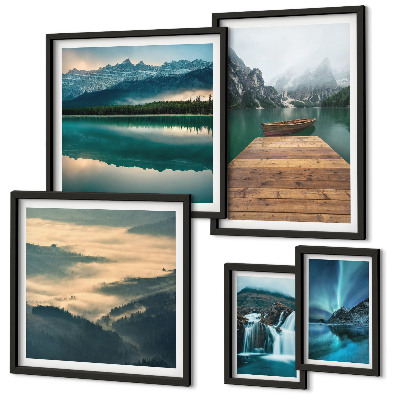 Decorațiune de perete set tablouri Peisaje cascade munți