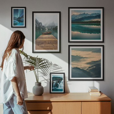 Decorațiune de perete set tablouri Peisaje cascade munți