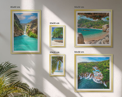Polyptic înrămat Plaje cu cascade tropicale