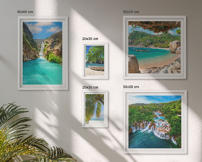 Polyptic înrămat Plaje cu cascade tropicale