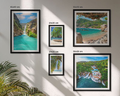 Polyptic înrămat Plaje cu cascade tropicale