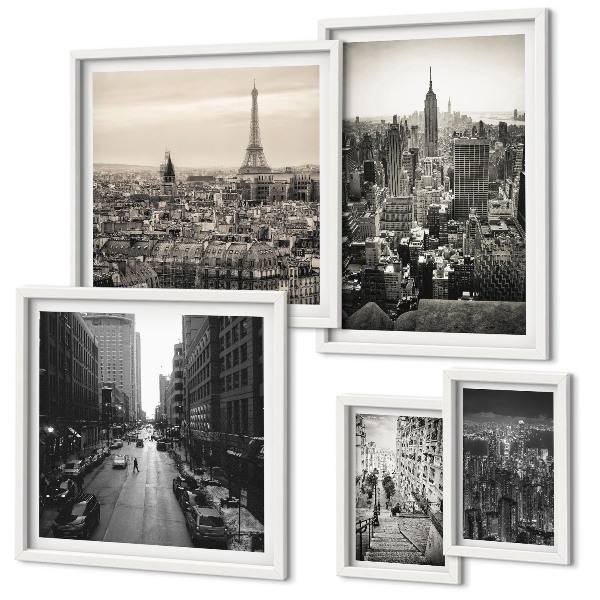 Decorațiune de perete set tablouri Panorame ale orașelor capitalelor europene