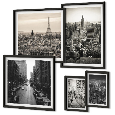 Decorațiune de perete set tablouri Panorame ale orașelor capitalelor europene