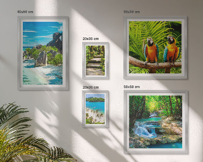 Polyptic înrămat Peisaje tropicale, păsări, cascade
