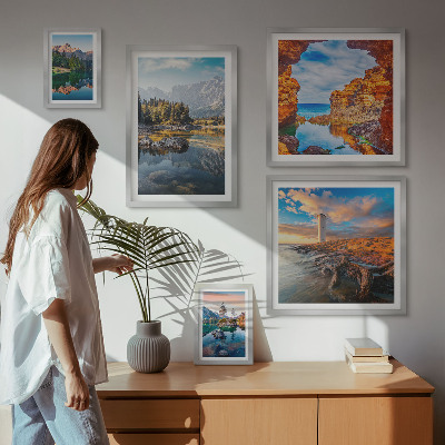 Decorațiune de perete set tablouri Vederi naturale la apă de munte