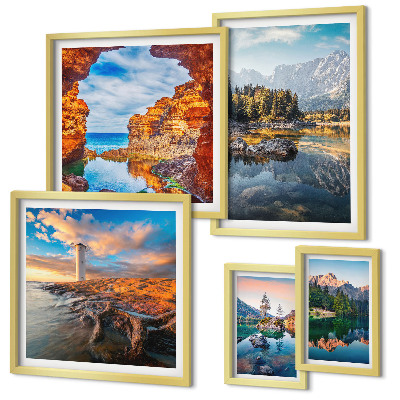 Decorațiune de perete set tablouri Vederi naturale la apă de munte